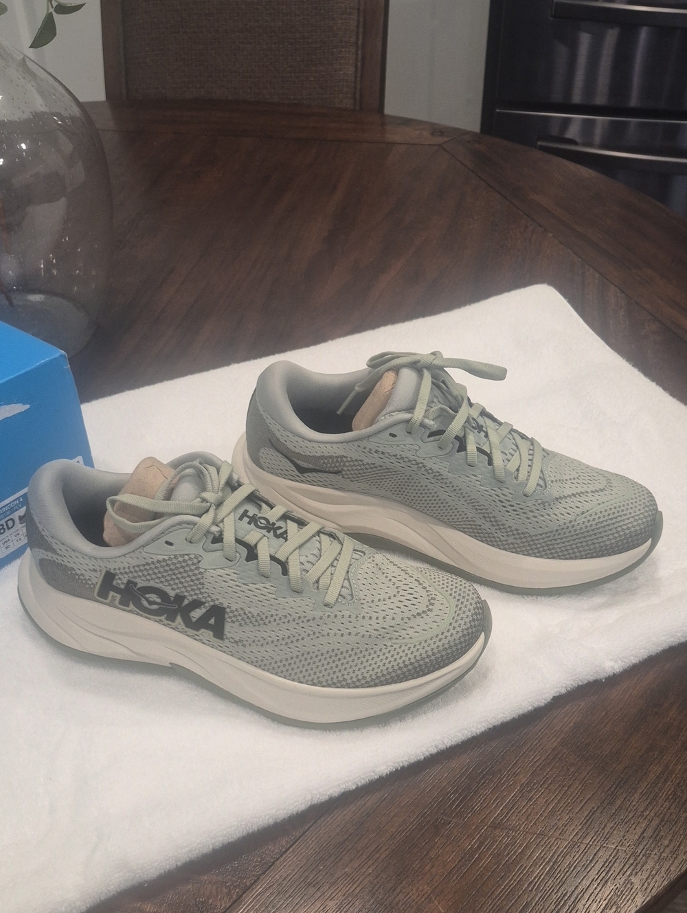 Brand NEW HOKA mens Light Eucalyptus Color  Lightweight Running Shoe